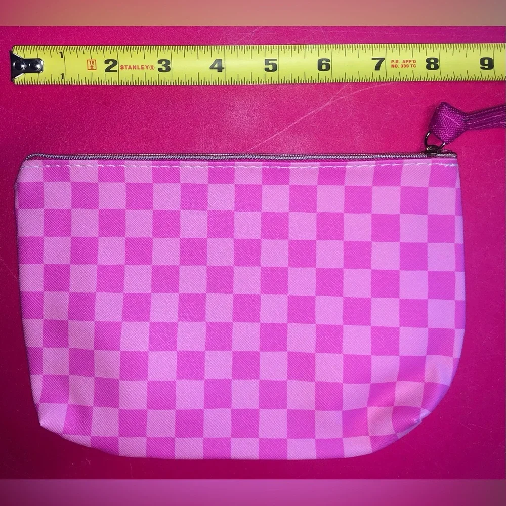 Vacay Mode Cosmetic Pouch Pink Aqua MakeUp Beauty Lipgloss Mirror IPhone Parfume
